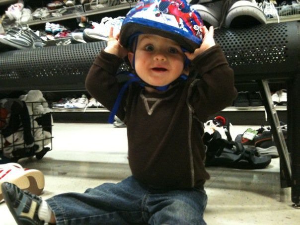 Trey Tries on his First Bike Helmet
